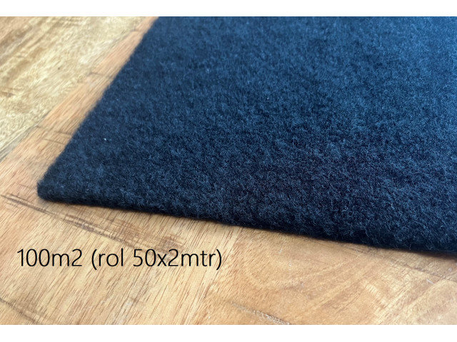 Bekledingsstof 50mtr x 200cm zwart (100m2) stretch Bekledingsstof 50mtr x 200cm zwart (100m2) stretch