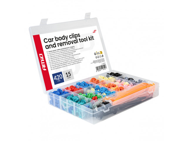 Set met 420stuks Automotive clips + gereedsschap
