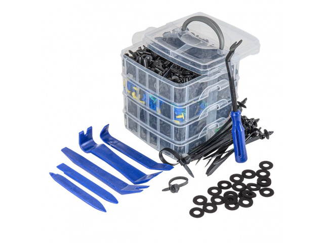 Universele set met 1211stuks Automotive clips plus pinnen en gereedschap