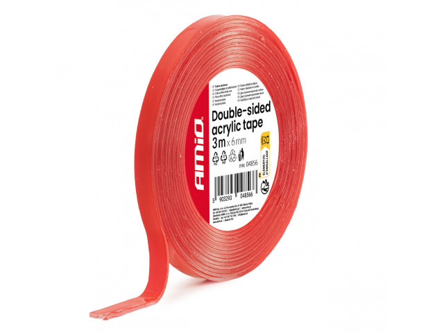 Dubbelzijdig acryl tape 6 mm x 3 mtr x 1 mm Dubbelzijdig acryl tape 6 mm x 3 mtr x 1 mm
