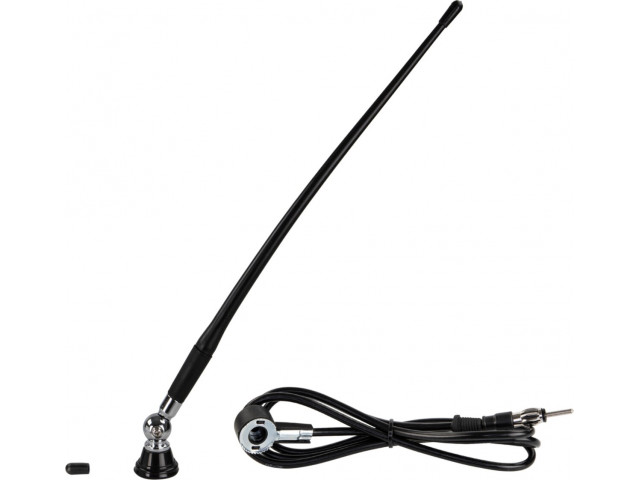 Universele opbouw antenne chroom AM / FM (DAB+ ready), rubber spriet