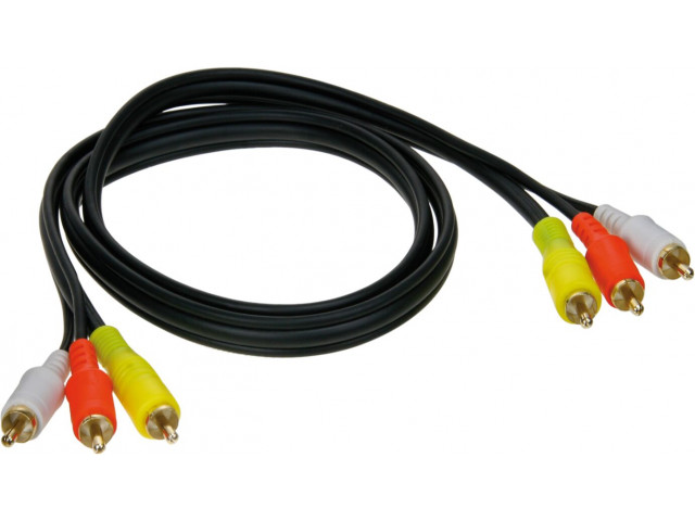A/V Kabel 1 mtr. 3 plugs rood - wit - geel