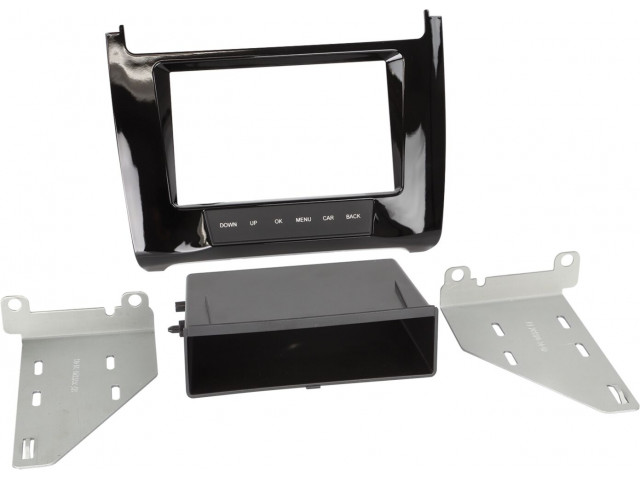 2-DIN Paneel met pocket Volkswagen Polo V (Typ 6C) 2014-2019 Kleur: Piano Zwart