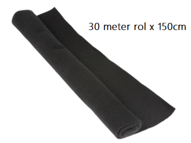 Bekledingsstof 30mtr x 150cm zwart Bekledingsstof 30mtr x 150cm zwart