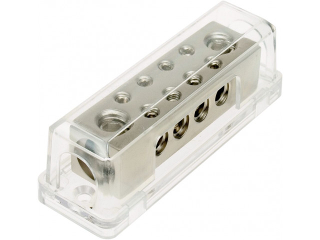 Power distribution block (silver)  2x50 mm² in / 8x10 mm out