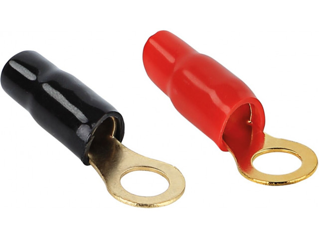 Ring kabelschoen 10 mm² > 6,4 mm 2 x rood  2 x zwart