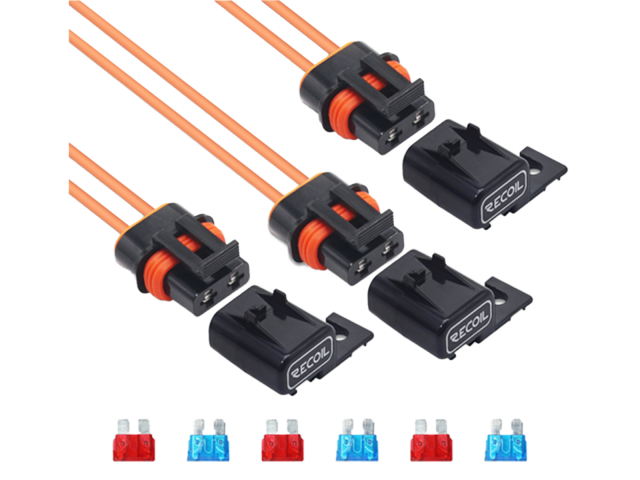 Recoil ATC/ ATO zekering houder met kapje 16AWG 1.5mm2, 3x incl. 3x 10A & 3x 15A zekering