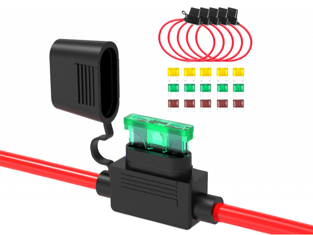 Recoil ATC/ ATO zekering houder met kapje 10AWG, 5x incl. 5x 20A & 5x 30A & 5x 40A zekering