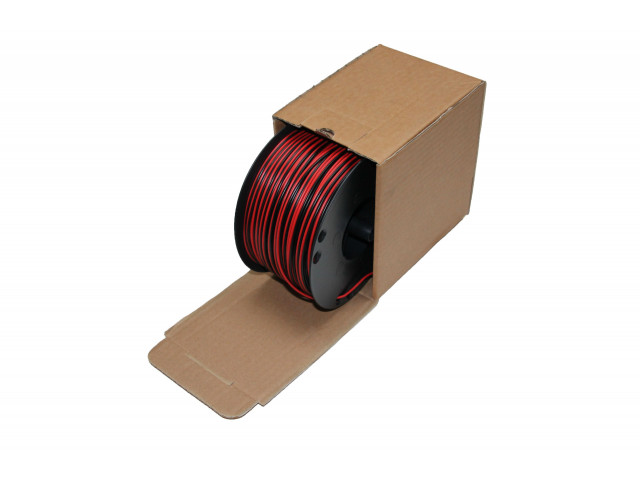 Luidspreker kabel 2 x 0,75 mm zwart / rood 100mtr haspel