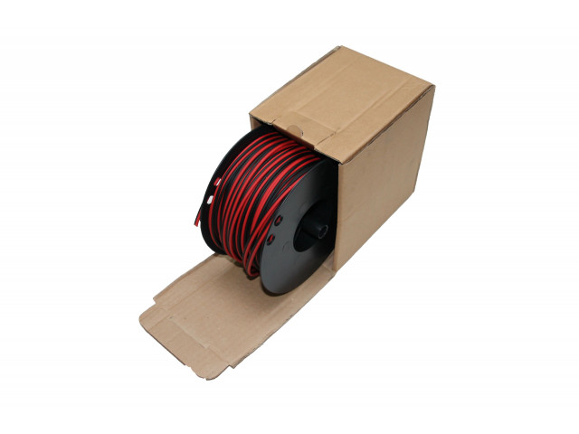 Luidspreker kabel 2 x 1,50 mm zwart / rood 50mtr haspel