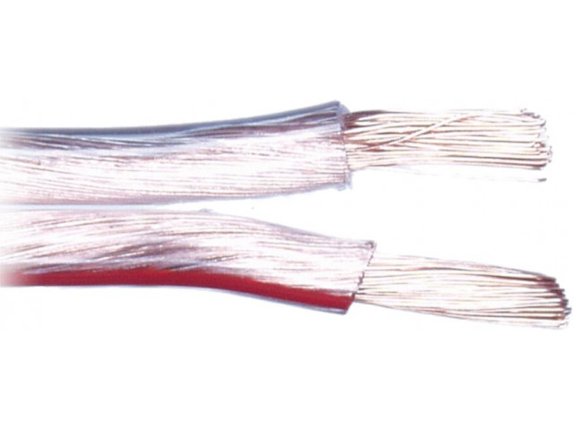 Luidspreker kabel 2 x 4,00 mm transparant rood 100 Meter