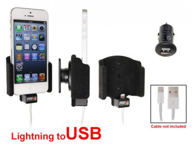 Apple iPhone 5 / SE Passieve houder. Originele lightning kabel met Belkin USB 12/24V plug