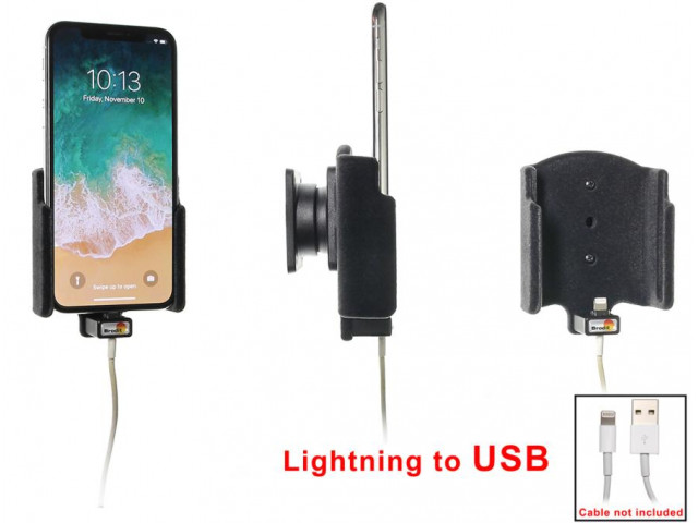 Apple iPhone X / Xs Passieve houder. Voor originele Apple lightning naar USB kabel (Gestoffeerd)