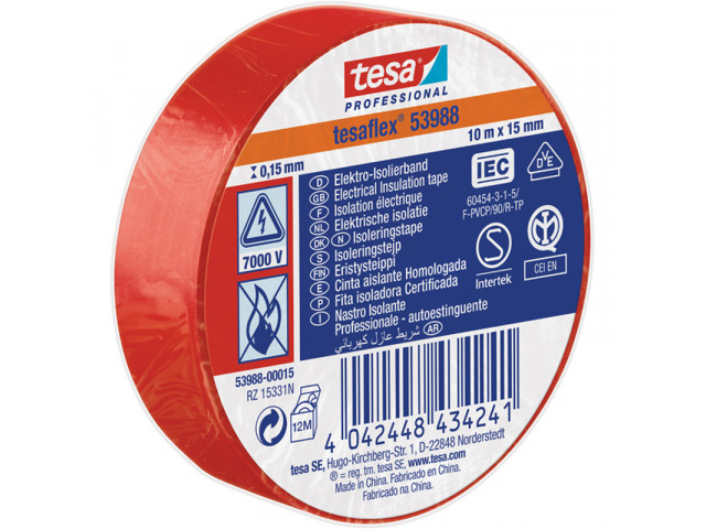 TESAFLEX 53988  L.10mtr x B.15mm Rood (Per 10 Stuks)