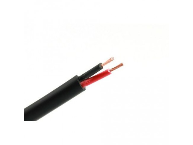Meer aderige kabel 2x 1.0mm2 zwart - rood 50mtr rol, buitenhuls zwart, buiten diameter 5.5mm2