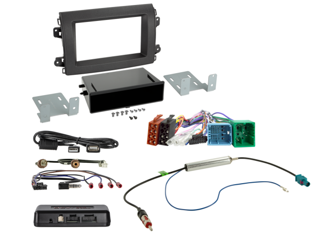 2-DIN-kit met opbergvak voor Citroën/Fiat/Opel 12-pins/32-pins i-adapter