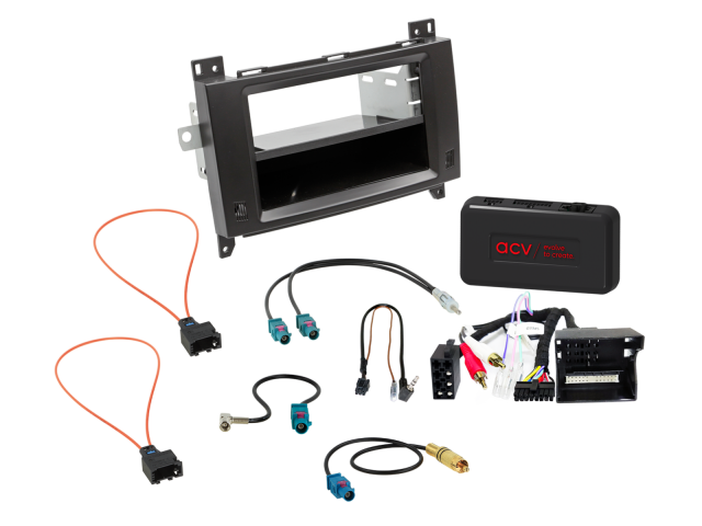 2-DIN Kit met Bakje Mercedes Voertuigen SWI/Analoog/Antenne
