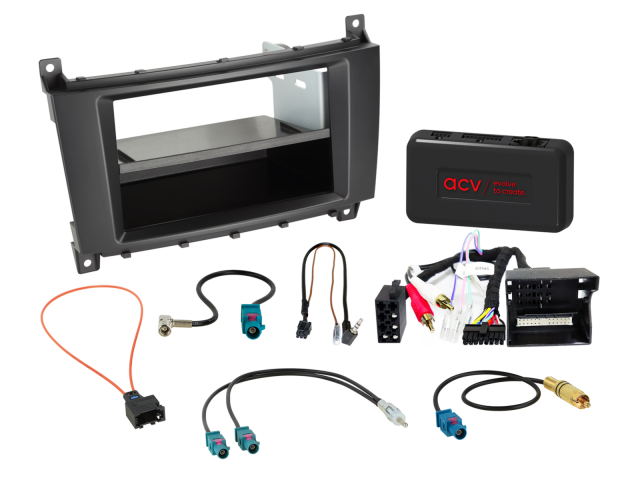 2-DIN Kit met Aflegvak Mercedes Voertuigen SWI/Analoog/Antenne 