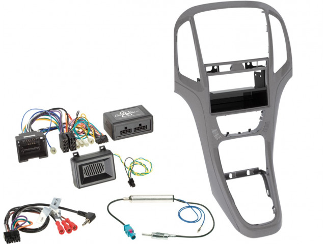 2-DIN Kit met pocket + radio adapter kit Opel Astra 2009-2020 Kleur: Titanium Grijs 