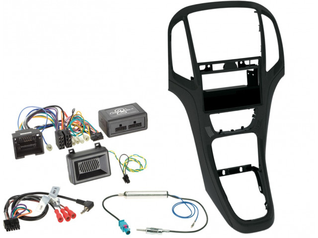 2-DIN Kit met pocket + radio adapter kit Opel Astra 2009-2016 Kleu: Pearl Zwart