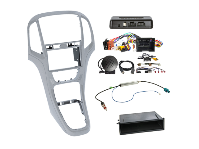 2-DIN Kit met aflegbakje Opel Astra 2009-2018 zilver i-dapter