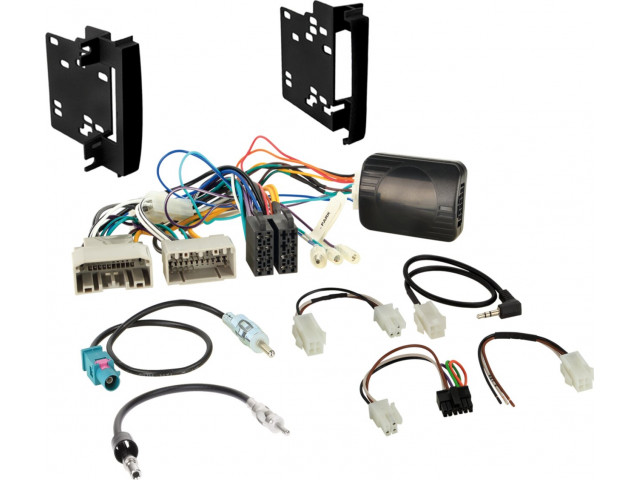 2-DIN Kit Dodge/ Jeep/ Chrysler stuurwielbediening met geluid bediening, multilead en 2 antenne adap