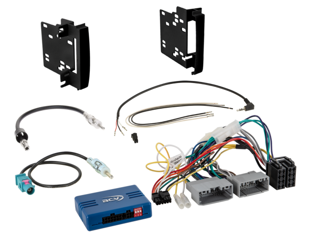 2-DIN Kit Dodge/ Jeep/ Chrysler stuurwielbediening met geluid bediening, multilead en 2 antenne adap