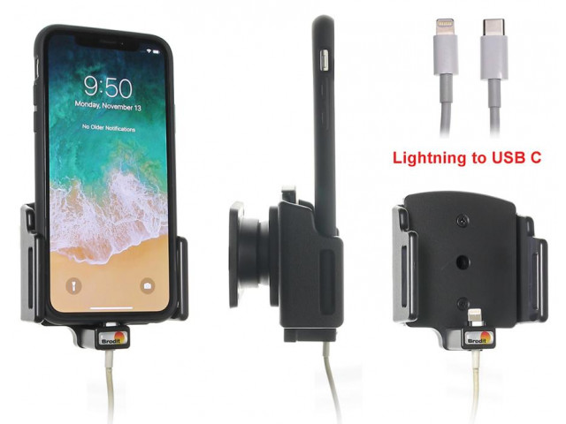 Apple iPhone X / Xs Verstelbare houder met kabelbevestiging voor Apple kabel