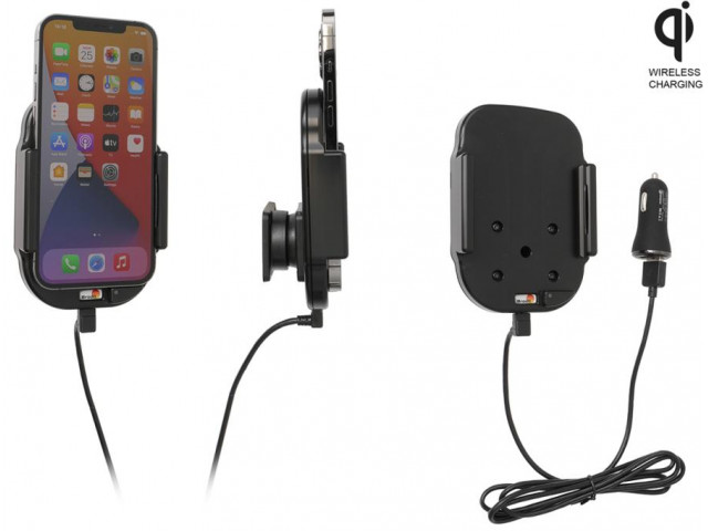 Apple iPhone 12 Pro Max Qi Wireless  Actieve verstelbare houder met 12V USB plug