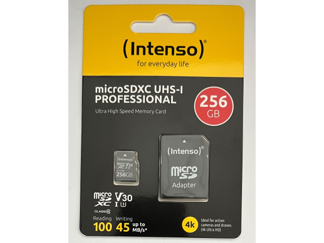 Intenso microSD card UHS-I Professional (256GB) op=op! Intenso microSD card UHS-I Professional (256GB) op=op!