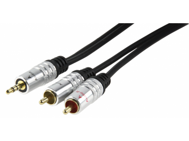 Audio cable 3.5 mm jack (male) --> 2x RCA cinch (male) premium, 2.5 meter