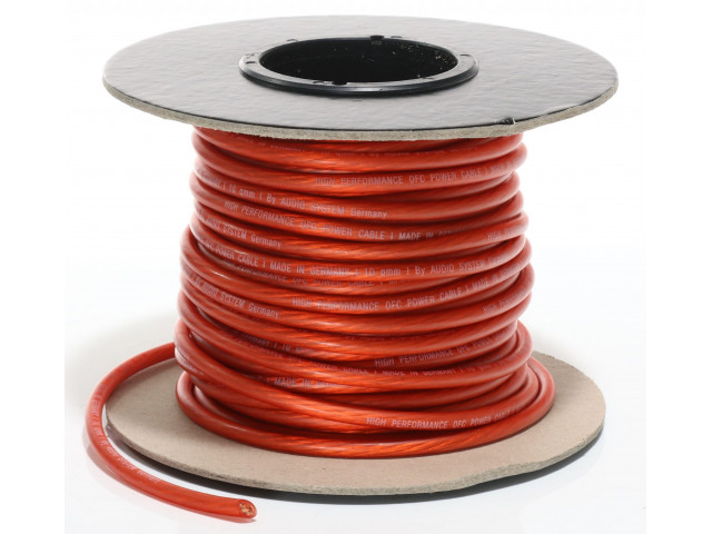AUDIO SYSTEM HIGH-Performance 10mm² power Kabel. Per rol van 25 meter Rood AUDIO SYSTEM HIGH-Performance 10mm² power Kabel. Per rol van 25 meter Rood