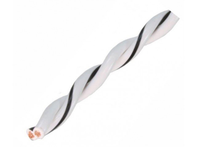 AUDIO SYSTEM Gedraaide luidsprekerkabel. Wit. 2x 0,5mm² . 200 mtr per rol AUDIO SYSTEM Gedraaide luidsprekerkabel. Wit. 2x 0,5mm² . 200 mtr per rol