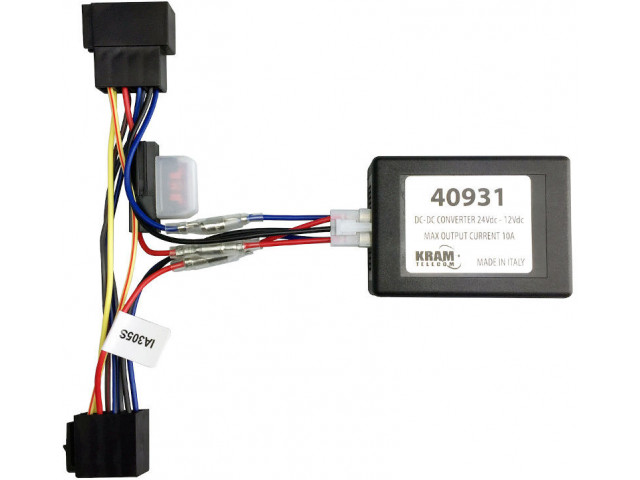 ISO2Car adapterkabel met omvormer van 24V naar 12V 10A voor +30 en +15