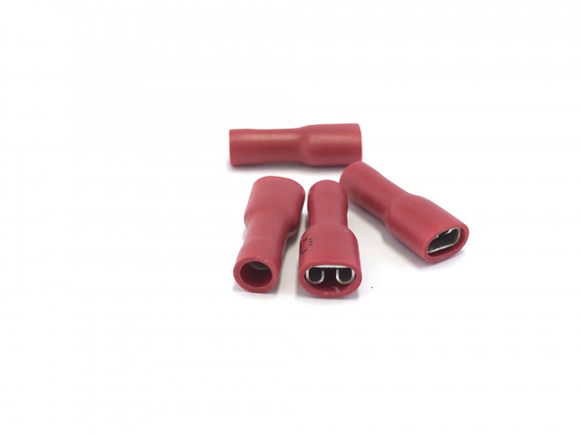 Kabelverbinder geïsoleerd Female Rood 6.3 mm / 0.5 - 1.5 mm² / A: 6.3mm - B: 0.8mm (100 stuks)